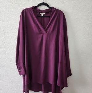 NWT Terra & Sky 3X V-NECK Wovan Tunic Purple